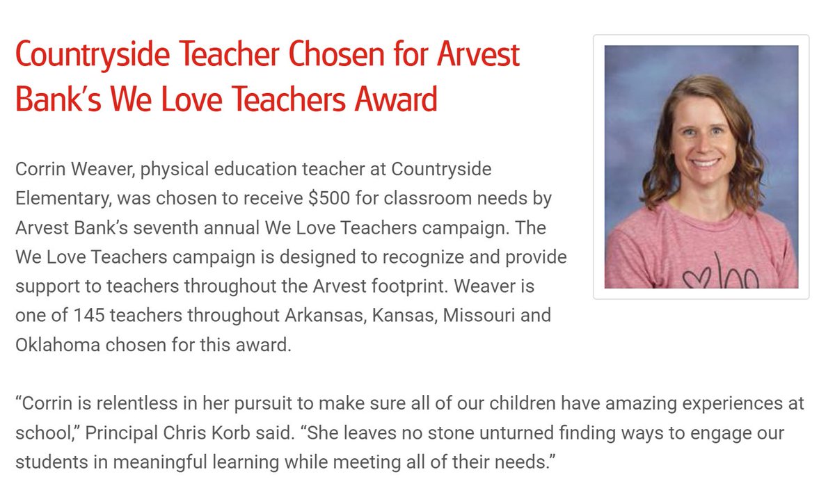 OlatheElemPE (@olatheelempe) on Twitter photo Proud of our <a href="/CSWeaverPE/">Corrin Weaver</a> for her well-deserved award! Keep doing great things!!!! <a href="/OlatheMSPE/">OlatheMSPE</a> @OlatheHSPE Proud of our <a href="/CSWeaverPE/">Corrin Weaver</a> for her well-deserved award! Keep doing great things!!!! <a href="/OlatheMSPE/">OlatheMSPE</a> @OlatheHSPE