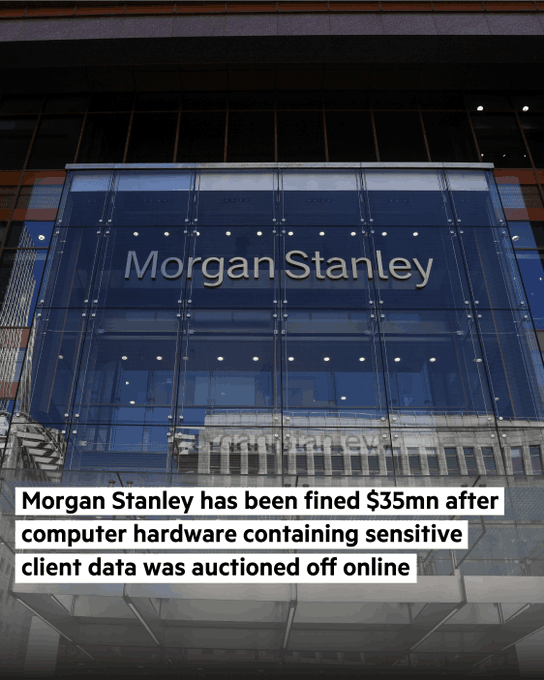 MakingMarkets_'s tweet photo. RT @FinancialTimes: @MorganStanley failed to properly dispose of devices containing information identifying around 15mn customers over a five-year period, resulting in some computer hardware with sensitive #data being auctioned off online. https://t.co/4MCIIXleov #unencrypted https://t.co/tt6eflhQCm