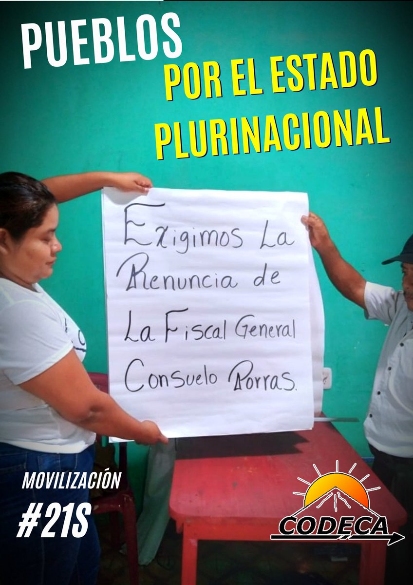 #Guatemala #Ahora Una de las demandas, para la movilización Plurinacional, convocado por @GtCodeca el #21Scodeca #Codecaesdignidad
#Estadoplurinacionalgt