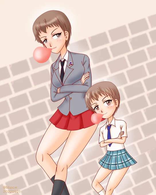 10年前ナオミさん描いてみましたひねりなくそのまま小っちゃくなった感じですねw#ガルパン#ガルパン10周年 