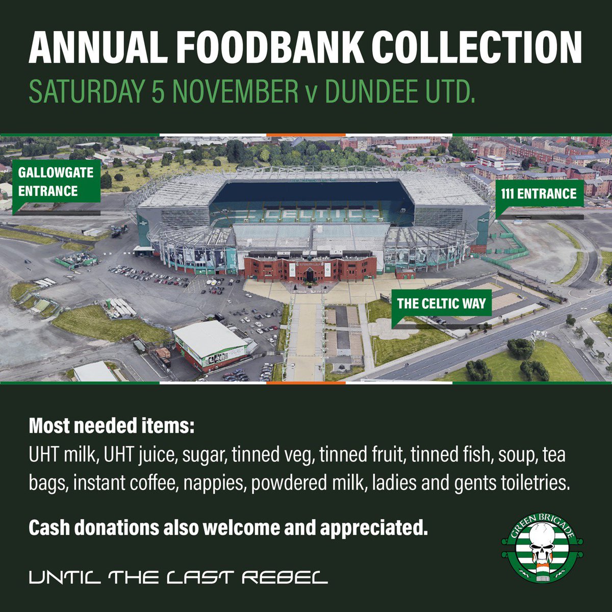 NCCeltic's tweet photo. Green Brigade annual foodbank collection
05/11/22, v Dundee Utd https://t.co/UExwRSwlPT