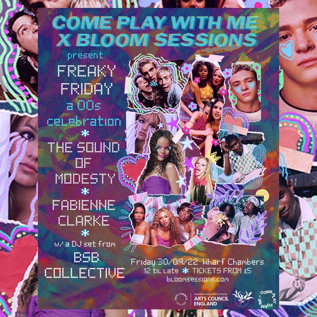 AND THE LINE UP IS HERE!!! Join <a href="/soundofmodesty/">thesoundofmodesty</a>, <a href="/FabienneClarke/">FABIENNE CLARKE 🇬🇧🇧🇧</a>, and BSB collective for a 2000s celebration night at Wharf Chambers on Friday 30 Sept 🪩 tickets from £5 -> eventbrite.co.uk/e/cpwm-x-bloom… an event supported by <a href="/cpwmco/">Come Play With Me</a> and Arts Council.