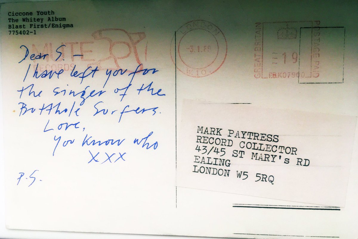 Paytress's tweet photo. Enigmatic promo postcard, 1990-style. #BlastFirst https://t.co/CAKxw1zjY5