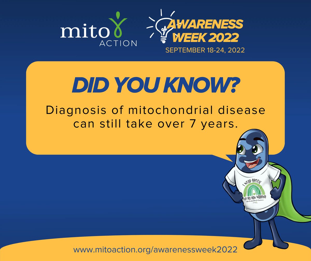 MitoAction's tweet photo. Mitochondrial Disease Awareness - Did You Know?   
Visit: https://t.co/oLtipn4L3z 

#awarenessweek2022 #hackmito #mitoaction #mito #mitoawareness https://t.co/rEWJpAeSqD