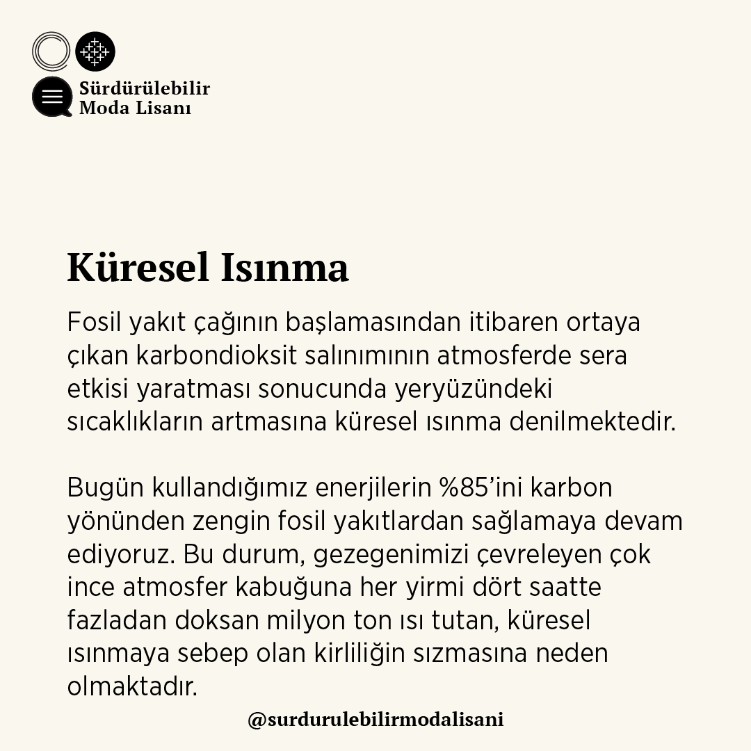 LisanModa's tweet photo. “Küresel Isınma” hakkında detaylı bilgi için:   https://t.co/Xtle01uZ5M
#önceyeryüzü #antroposen #iklimkrizi #küreselısınma 
#sürdürülebilirlik #karbonayakizi #biyoçeşitlilik  #ekolojikmoda https://t.co/V5xHX6igx3
