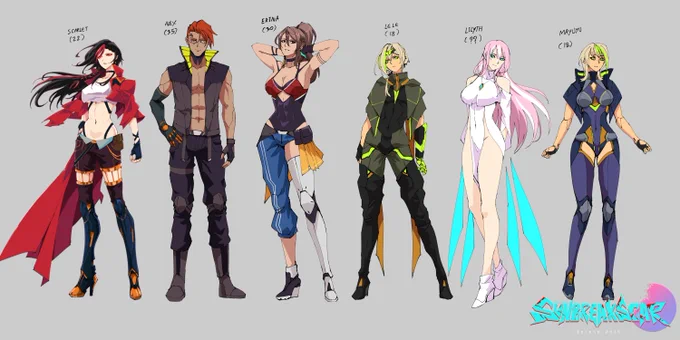 More reveals to #SunbreakScar design works by #Garayann#Characterdesign #originalcharacter #gamedev #indiedev #comics #scifi #cyberpunk 