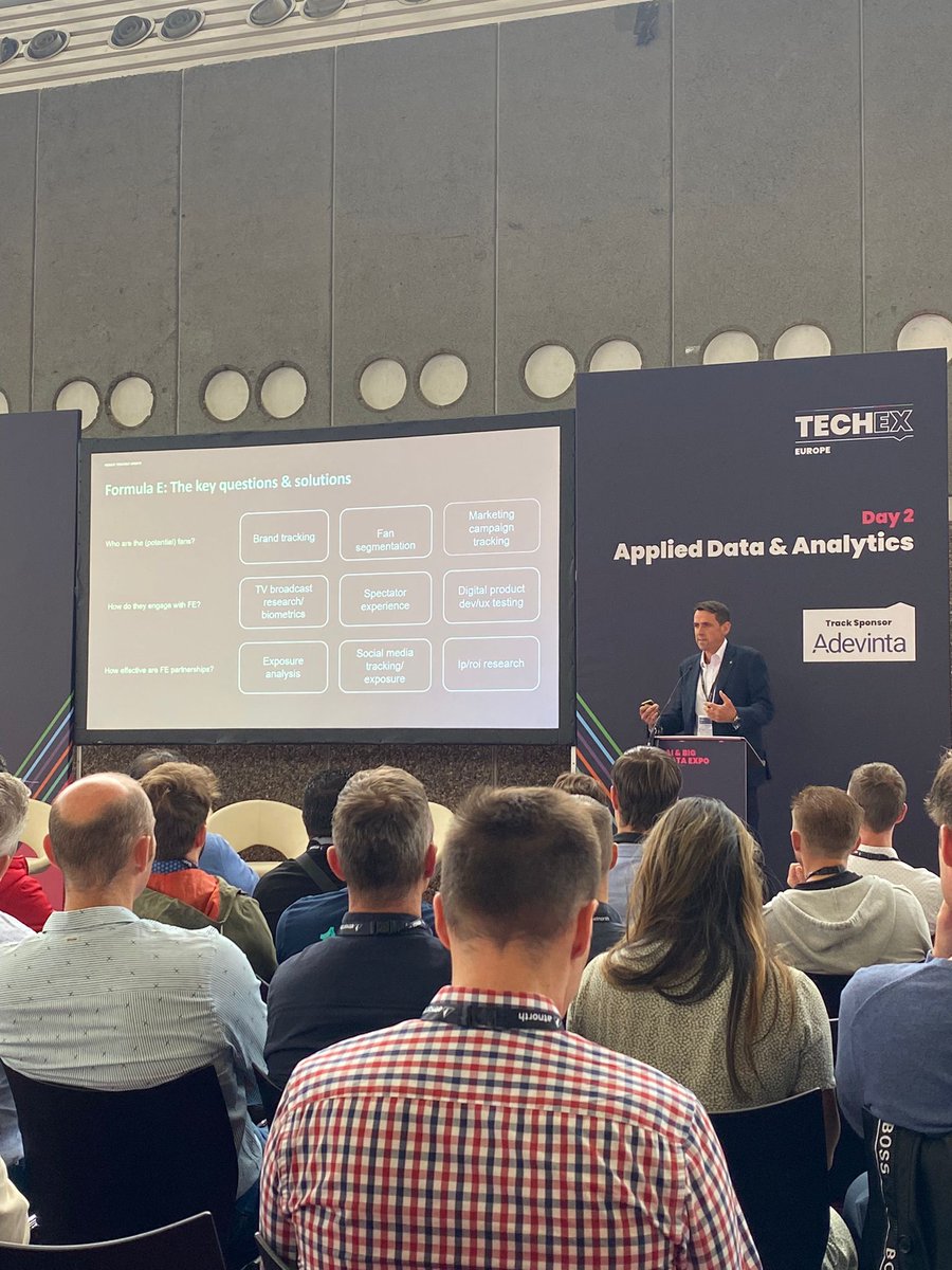 Another full house at the Enterprise AI track at the <a href="/ai_expo/">AI & Big Data Expo</a>. Matt Roberts from <a href="/FIAFormulaE/">Formula E</a> gave an absorbing keynote ‘Formula E – A Data Insights Journey’ which was packed with striking insights. #AI #FormulaE #Data #BigData
