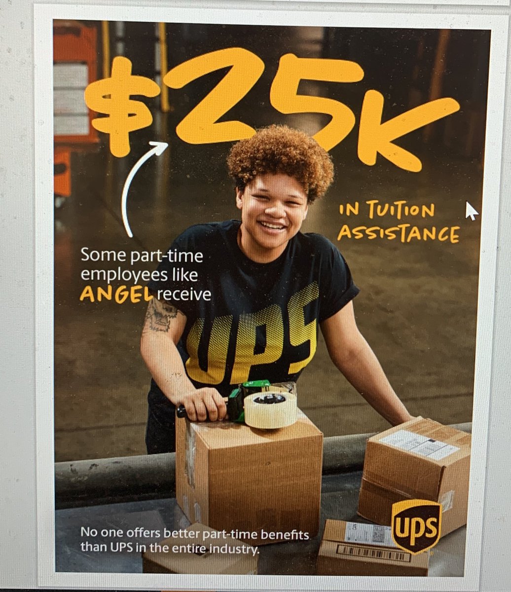 EcChsp's tweet photo. UPS is an amazing place to work with great pay and amazing benefits.  We are hiring UPSERS across the country like you for all positions. Our PT employees can make up to $25,000 in tuition assistance. Apply today and start a great career👍 https://t.co/06dLkjNT7x