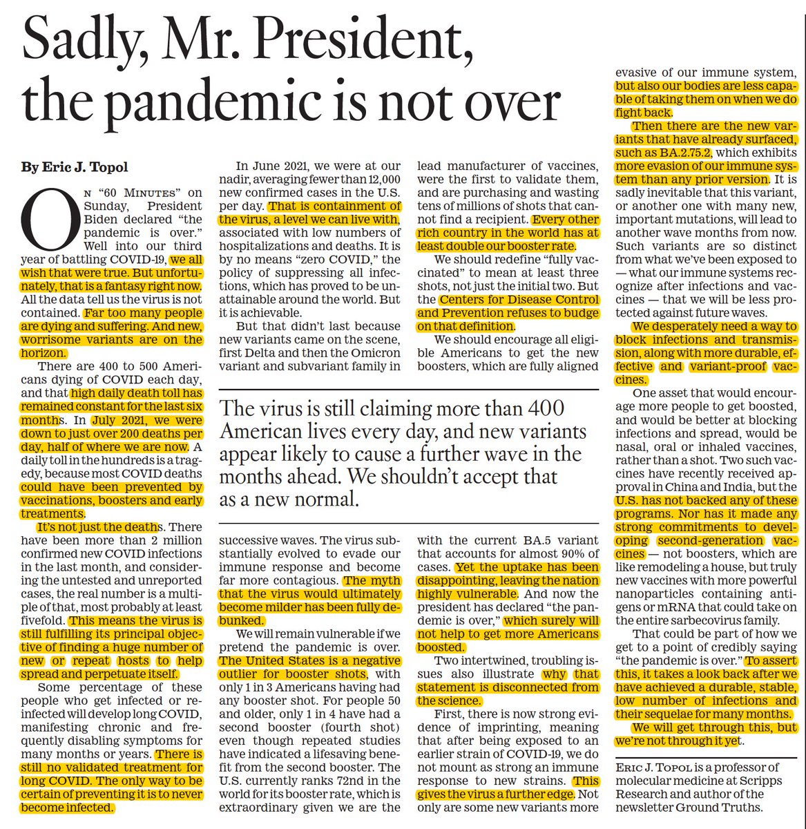 Elizabeth P.😷💉 on Twitter "RT EricTopol Why the pandemic isn't over