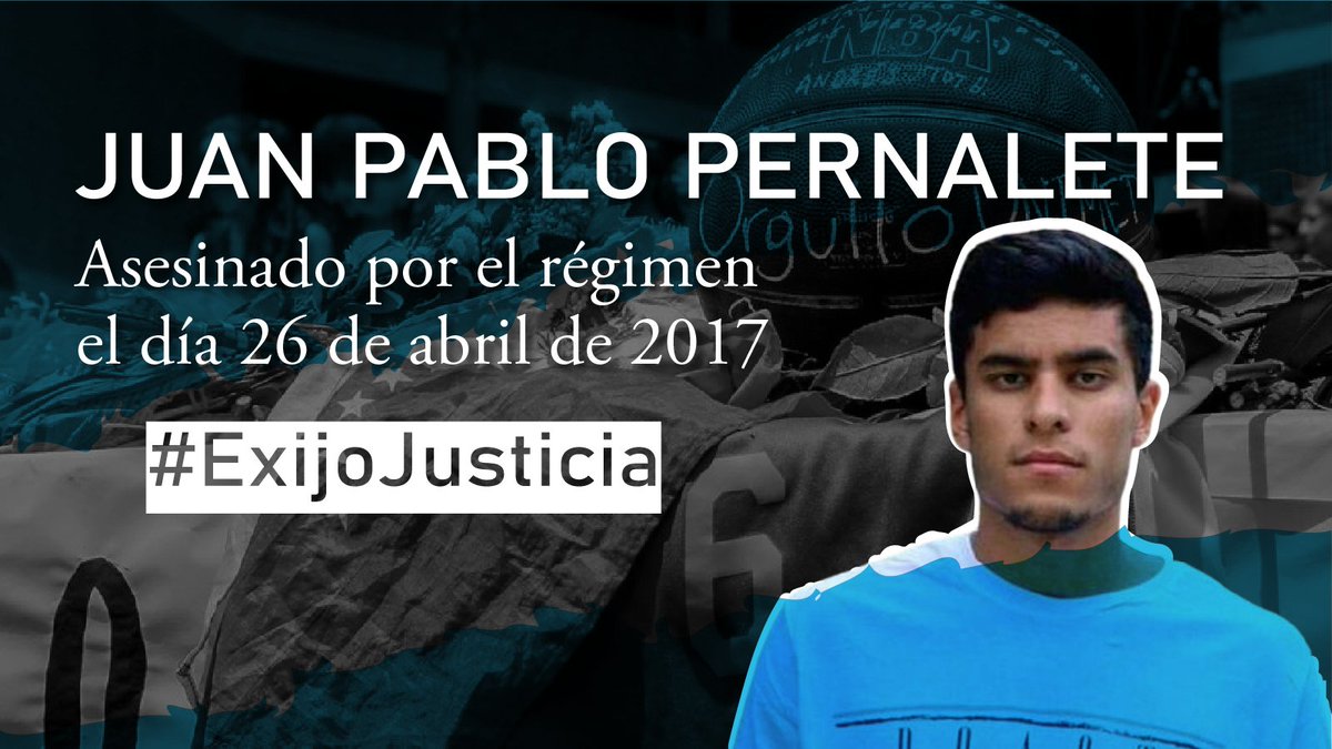 Juan Pablo Pernalete, fue asesinado por un GNB quien le disparó una bomba lacrimógena directamente a su pecho a corta distancia cuando ejercía su legítimo derecho a la protesta. #JusticiaParaJuanPablo #ExijoJusticia