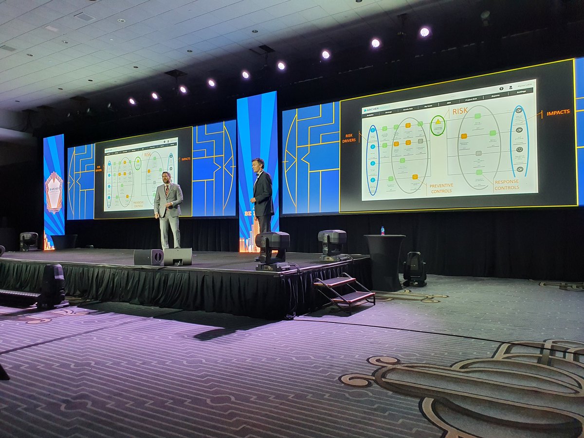 theTVarnum's tweet photo. James Bond and Q planning a mission for #risk #quantification at #ArcherSummit. And - top secret - #RiskQuantification integration for #Archer #ESG! https://t.co/NFM45GBT0F