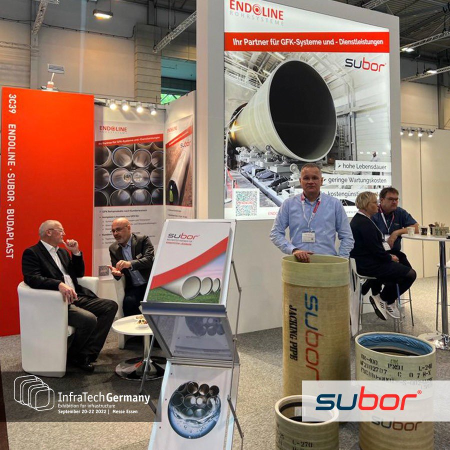 SuborPipe's tweet image. As Subor, we are at the InfraTech fair in Messe Essen between 20-22 September with our German representative, Endoline! We will be happy to welcome you at our stand 3C39.

#subor #suborpipe #pipesystem #CTPboru #CTP #GRP #GRPpipe #GFK #GFKrohre #PRV #TubePRV
#infratech2022