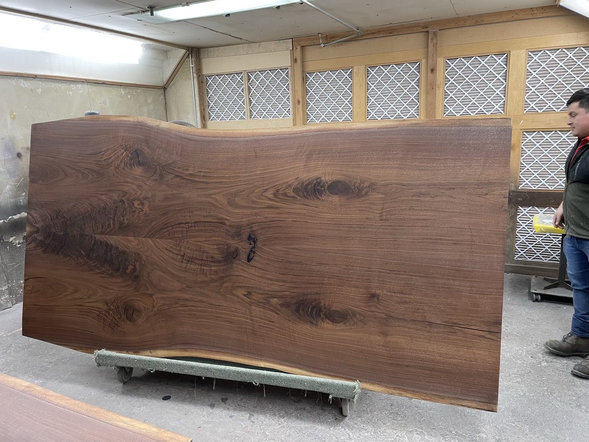 New Live Edge Walnut Slab ready for finishing. For all your Live Edge needs, bring it to Brooks!