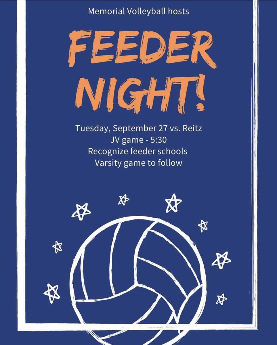 We are ONE WEEK away from our feeder night! Come celebrate the future of Memorial Volleyball as the Tigers take on Reitz💙