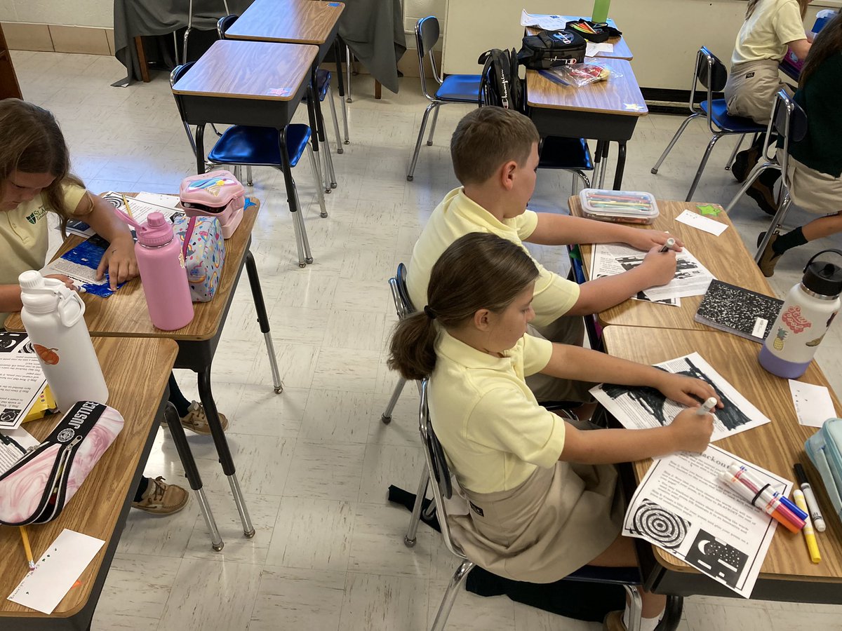 #MsgrSlade2022 4th graders transform a personal narrative about Japan’s 2017 tsunami into poetry by blacking out all extraneous text with art. ELA with Mrs. Davis is so creative! #creativity #englishlanguagearts #fourthgrade #catholiceducation #annearundelcounty #sladeclassof2027