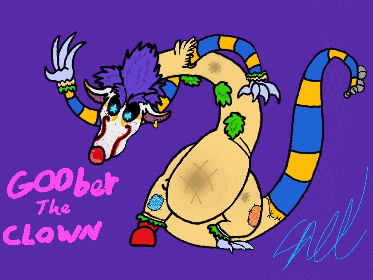 snekysnek900's tweet photo. Clown time 🤡 #originalcharacter #goobertheclown #funnylittleguy #orinthiscasefunnyBIGguy https://t.co/kofBfb54CA
