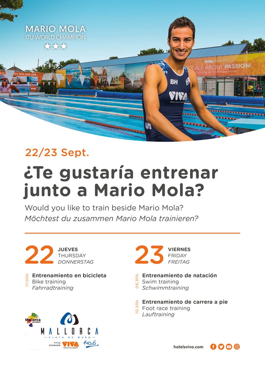 HotelsVivaSport's tweet photo. No te pierdas la oportunidad de entrenar con el atleta @mariomola🚴🏻.

Don’t miss the opportunity to train beside the athlete @mariomola🚴🏻.

*Only for VIVA Blue &amp; Spa, VIVA Sunrise, VIVA Eden Lago and VIVA Golf Adults only 18+ guests, consult the reception for more information.🧡 https://t.co/QeJPnt0nvm