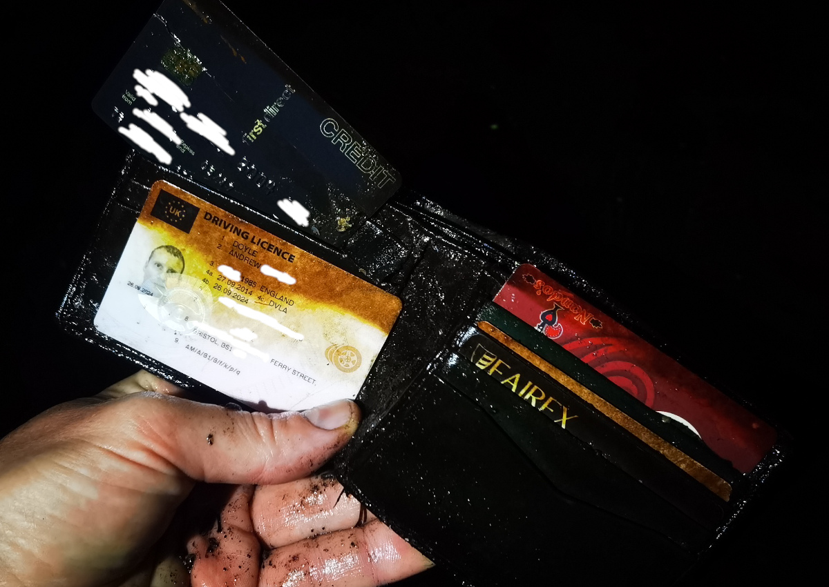 MartinJoiner's tweet photo. Anyone in my network know Andrew Doyle of Bristol? I found his wallet in the underground river tunnels. Would be cool to let him know where it ended up. https://t.co/u3cxhEGcGd