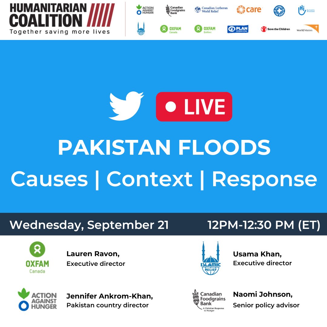 📢 Happening Tomorrow! Join four #experts from our member organizations for a Twitter Space to discuss the context &amp; response to the #PakistanFloods🇵🇰 
📻Set a reminder here: x.com/i/spaces/1jMJg…