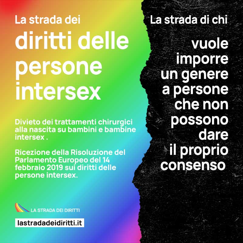 Oggi parliamo di: #intersessualità
Cara politica, prendi #lastradadeidiritti
Leggi le rivendicazioni delle associazioni LGBTQIA+ e le proposte dei partiti su
lastradadeidiritti.it
#ElezioniPolitiche2022
#lastradadeidiritti