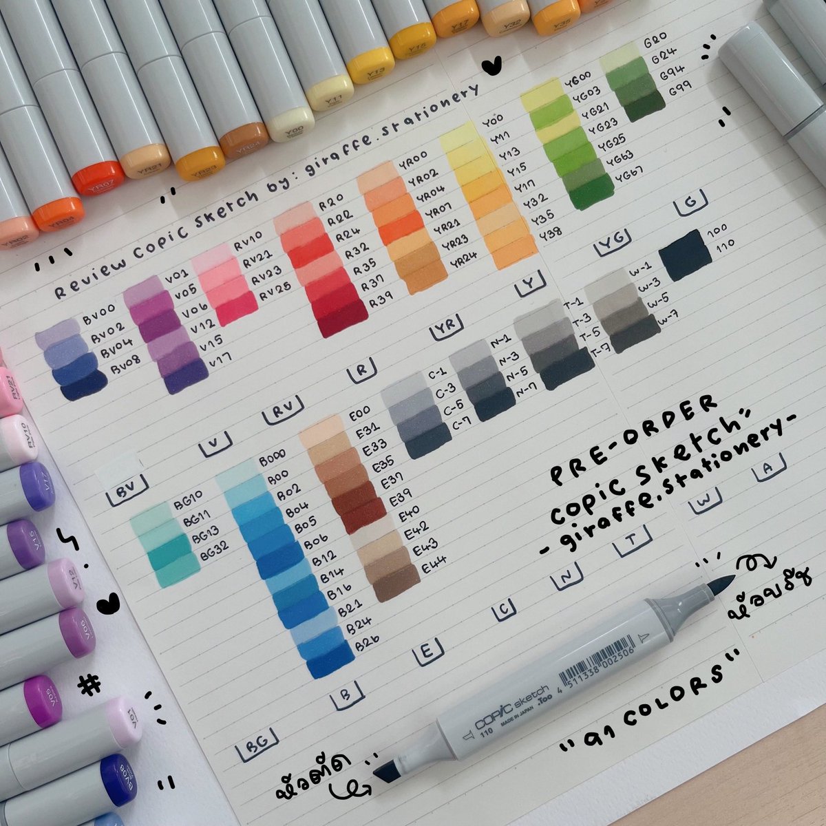 giraffereview's tweet photo. งานลงสีต้องยกให้ปากกา Copic Sketch รุ่นนี้เลยค่ะ เฉดสีสวยมากก เนื้อสีดี กลิ่นไม่ฉุน มีทั้งหัวตัดและหัวบรัช แอบมีหลายคนบอกว่าหายากมาก ของดีจากญี่ปุ่นลงสีสวยๆต้องยอมแบรนนี้จริงๆค่ะ 😍💓 ความซึมสูงตามรูปแบบของปากกาแต่ดีเรื่องกลิ่นมากแทบไม่ได้กลิ่นเลยค่า😘 #รีวิวเครื่องเขียน #ปากกาสี https://t.co/Ylj0NKBoWc