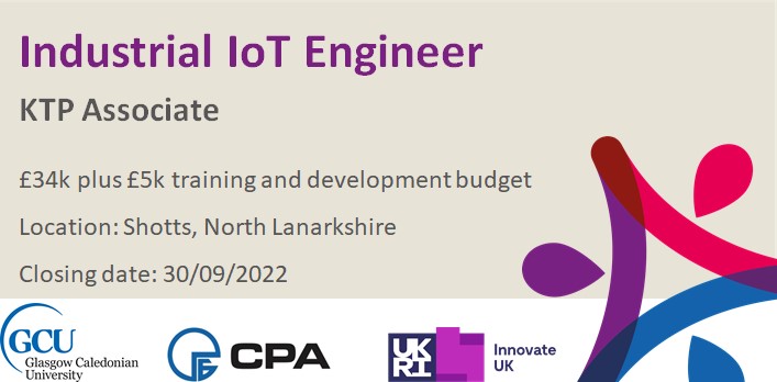 Now #Recruiting! We are looking for an Industrial IoT Engineer #KTP Associate to work on a 30 month project with <a href="/CPA_Group/">CPA Engineered Solutions</a> and <a href="/CaledonianNews/">Glasgow Caledonian University</a>. This position will be based in Shotts, North Lanarkshire. More info: ktpws.org.uk/Default.aspx?t…