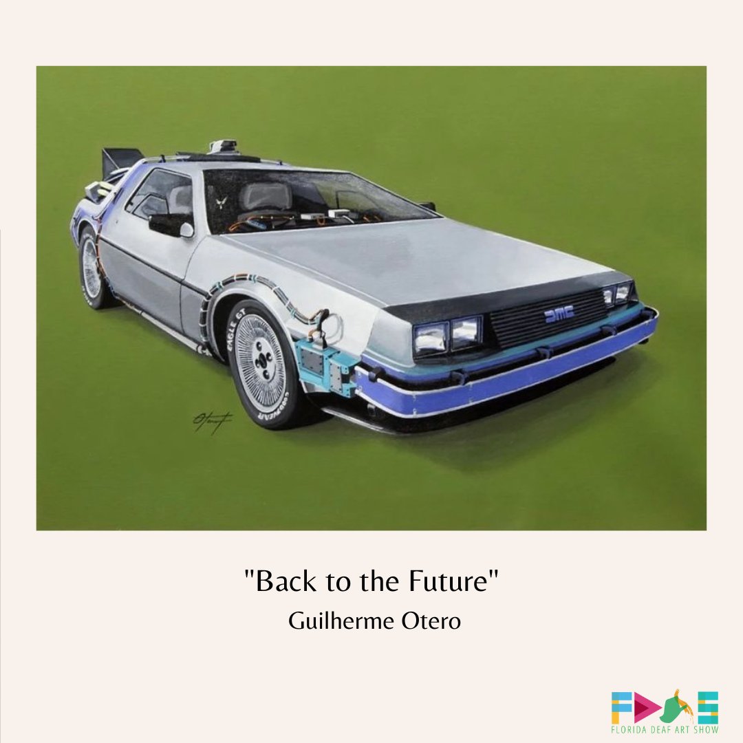 FDASinc's tweet photo. Deaf/HoH art of the day:

"Back to the Future" by Guilherme Otero. Acrylic on canvas. 70x49 cm. 2021. 
IG: @theartofotero 
Website: https://t.co/SxWANggLIM
Location: Brazil
#fdasinc #deaf #deafart #deafartist #deaftalent #delorean #deloreanart #backtothefuture #martymcfly https://t.co/hP3XwHdmbo