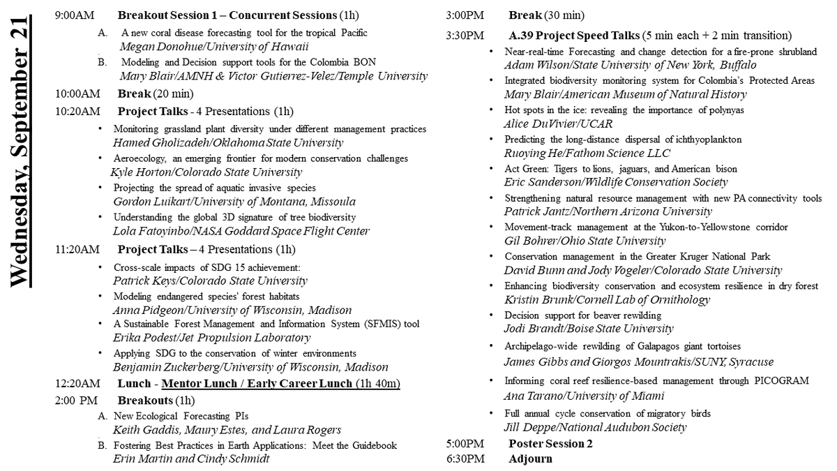 BzGEO's tweet photo. And here's the full lineup of @NASAEarth #Biodiversity & Ecological Forecasting team mtg talks, courtesy of @DrKeithGaddis's slides. This will be a LOT of #EarthObservation #SciComm in action!π
Also in:
https://t.co/E0EXgDIUfA. #NASABEF #BEF https://t.co/YKqxLjwjTE