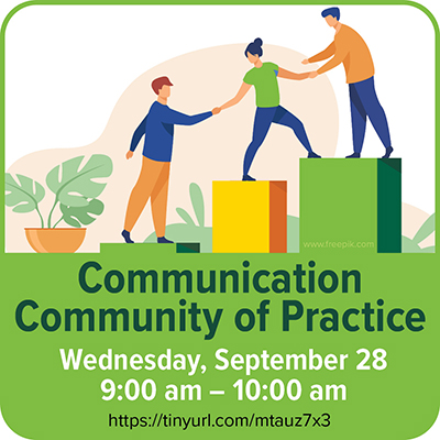 Are you looking for an opportunity to regularly interact with your UAB peers and build new relationships while improving your communication skills? Join our participant-led discussion Wednesday, September 28 from 9:00 to 10:00 am. tinyurl.com/mtauz7x3
