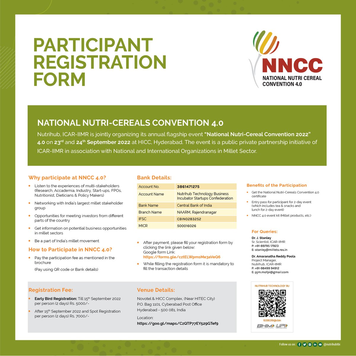nnccmillets's tweet photo. The National Nutri Cereal Convention is here to help aspiring entrepreneurs and veterans alike to grow in the field of the Millet business. Participate in the national event by filling out the registration form and be part of the huge millet- ecosystem with us!

#NNCC #iyom2023 https://t.co/BhmE0KiiOG