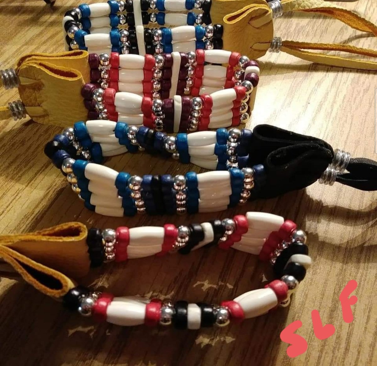 land_fisher's tweet photo. Just showcasing some #wristchokers I made 
#stuffimake #beadartist #anishinabe #firstnations #indigenouscrafts https://t.co/LRxLO2f0XW
