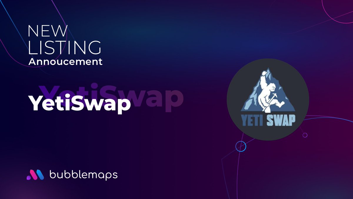 Bubblemaps (@bubblemaps) on Twitter photo The journey continues on #AVAX 🔻
<a href="/YetiSwap/">Yeti Swap 🔺❄️</a> welcome on our platform, and congrats for showing transparency to the community!
Explore $YTS right now ⤵️
app.bubblemaps.io/avax/token/0x4… The journey continues on #AVAX 🔻
<a href="/YetiSwap/">Yeti Swap 🔺❄️</a> welcome on our platform, and congrats for showing transparency to the community!
Explore $YTS right now ⤵️
app.bubblemaps.io/avax/token/0x4…