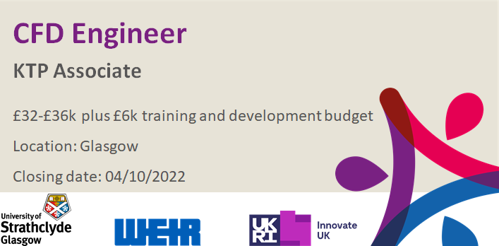 Now #Recruiting! CFD Engineer #KTP Associate
This 36 month, fixed term post in partnership with <a href="/weirgroup/">The Weir Group</a>  and <a href="/UniStrathclyde/">University of Strathclyde</a>  will be based in Glasgow. More info: ktpws.org.uk/Default.aspx?t…