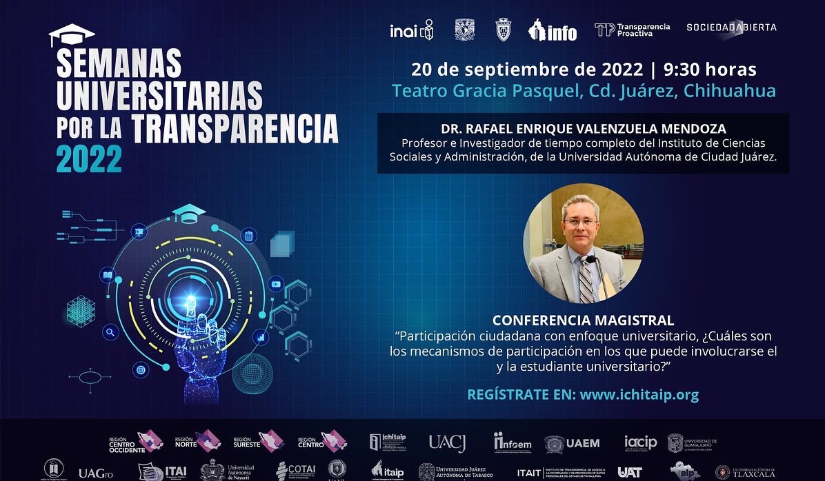 ICHITAIPOficial's tweet photo. Es hoy a las 9:30 en el Teatro Gracia Pasquel de Ciudad #Juárez, transmisión por: https://t.co/ZnuKh9PJQz Juntos construimos una sociedad abierta. #ichitaip
#Transparencia @UACJOFICIAL https://t.co/Qss5O5fWj8