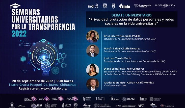 ICHITAIPOficial's tweet photo. Es hoy a las 9:30 en el Teatro Gracia Pasquel de Ciudad #Juárez, transmisión por: https://t.co/ZnuKh9PJQz Juntos construimos una sociedad abierta. #ichitaip
#Transparencia @UACJOFICIAL https://t.co/Qss5O5fWj8