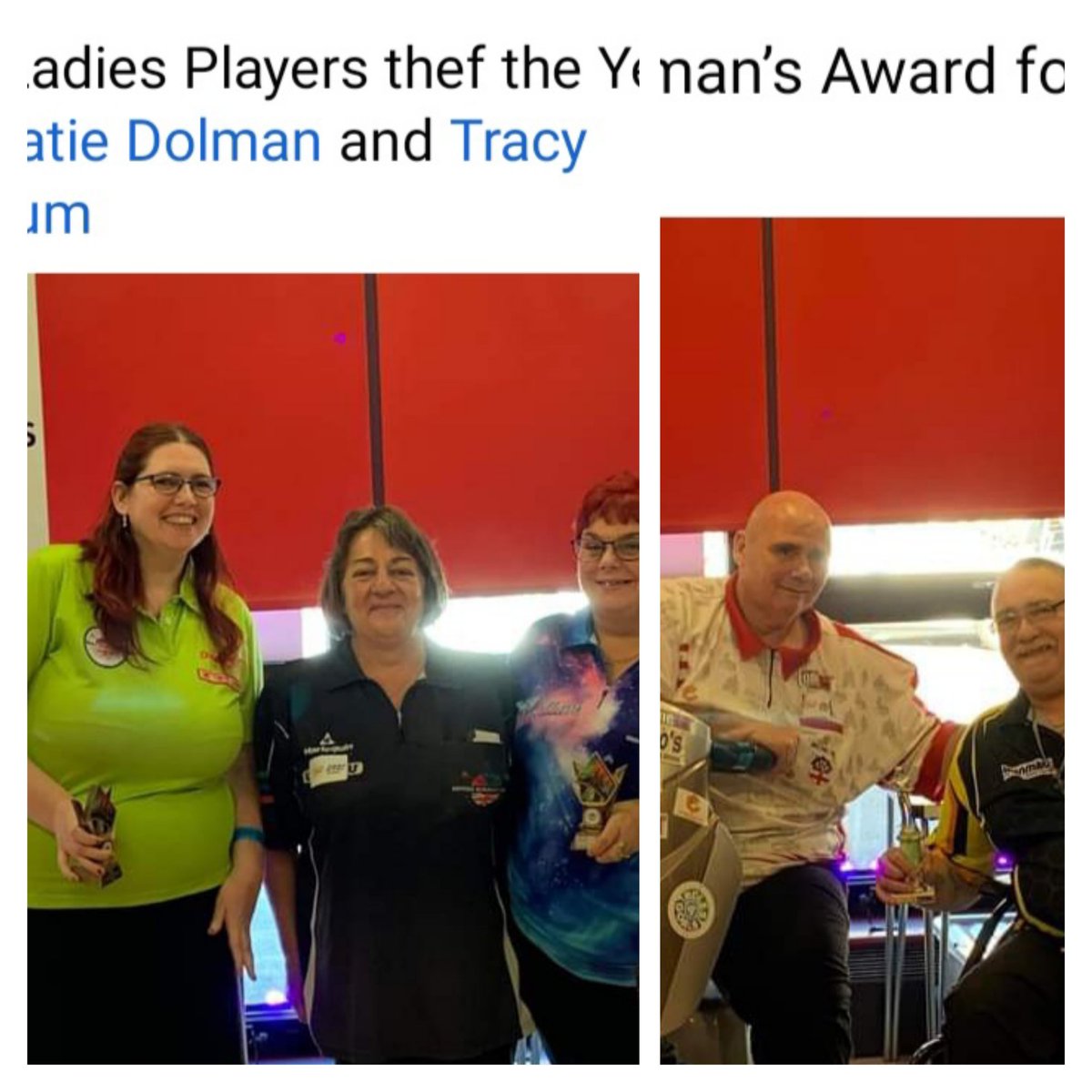 Bdda Awards. 
Ladies players of the year .
Katie dolman &amp; Tracy mccallum.
Chairmans player of the year
Phil lees .
<a href="/WorldParaDarts/">Sarah Smale</a> 
<a href="/DartsWDF/">WDF Darts</a> 
<a href="/darts_weekly/">Darts Weekly 🎯</a> 
<a href="/EDOdarts/">England Darts</a>