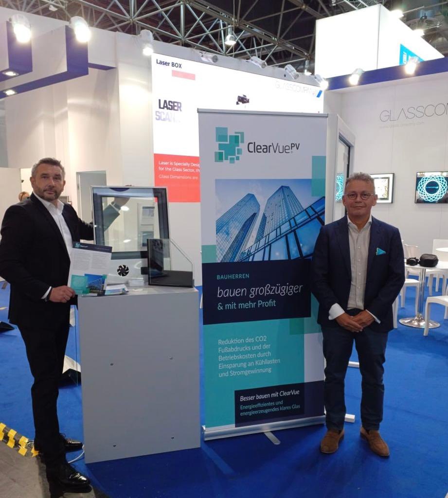 DGWA_GmbH's tweet image. Great first day at @glasstec for @ClearVuePV (ASX:CPV) (FSE:CKJ)!
Meet General Manager Europe Alexander Valenzuela (Stand 12B34, Hall 12) to learn more about how #ClearvuePV can help achieve net-zero emission targets in the building sector with its #solar glass technology!