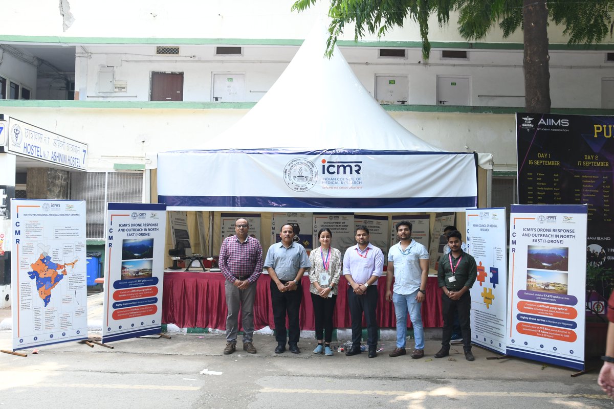 ICMRDELHI's tweet photo. ICMR is showcasing its Research Activities and Achievements at All India Institute of Medical Sciences- AIIMS PULSE 2022 (The Golden Jubilee Year), New Delhi from 16-22 Sept 2022. Do visit the ICMR exhibition stall. #ICMRDELHI #PulseAIIMS #aiims_newdelhi #75YearsOfIndependance https://t.co/nf5tmpbUgu