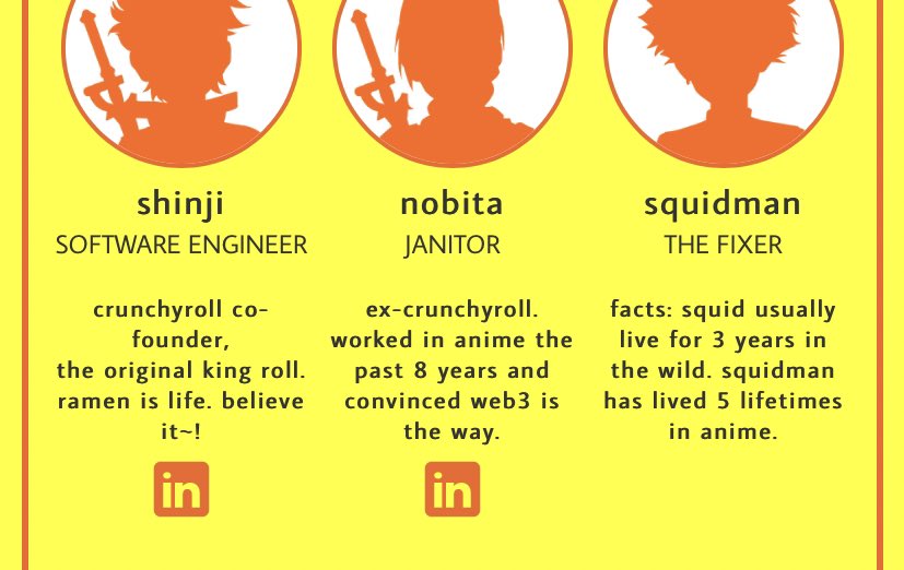 0xRogue__'s tweet photo. “Why doesn’t @shonenjunkNFT do more marketing” 

Because when REAL investors hear that the FOUNDERS of Crunchyroll are behind the project and not 18 year old “PooptyScoop69420” who’s using a VPN to hide their identity, THAT is the marketing (for now 🤫)

Bet on teams, not hype 😅 https://t.co/kcgef9eGKm