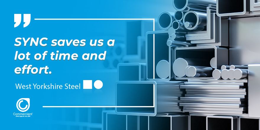 Commercient's tweet photo. Learn how Commercient helps West Yorkshire Steel save 50% of their time by SYNCing their @SageUK and @Salesforce data: https://t.co/E596QWiwc4 

#Commercient #CommercientSYNC #Steel #Sage50UK #Salesforce https://t.co/tiELI4QmUZ