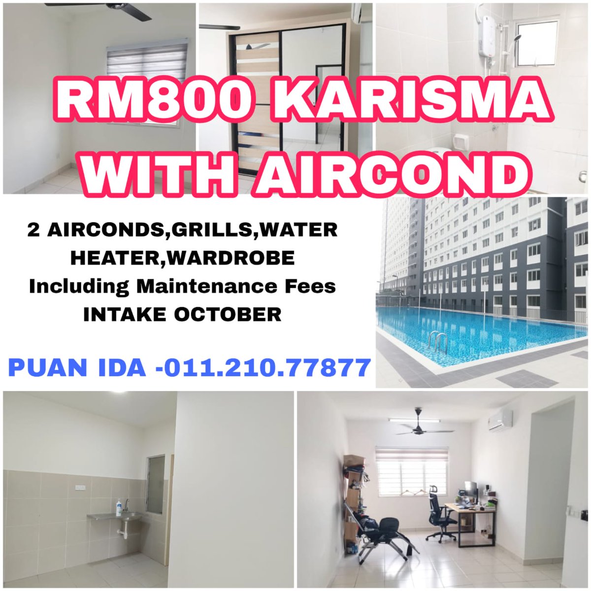 IdaHartanah's tweet photo. KARISMA ECO MAJESTIC
RM800 WITH AIRCOND!
WATER HEATER&amp;WARDROBE

(INTAKE OCTOBER)

800sqft
3rooms 2 bathrooms
TABLE TOP
TV CABINET
SOFA
FULL GRILLS
WATER HEATER

Puan Ida 
https://t.co/uLmILxkS6o

011.210.77877 https://t.co/dMPLtQsdW6