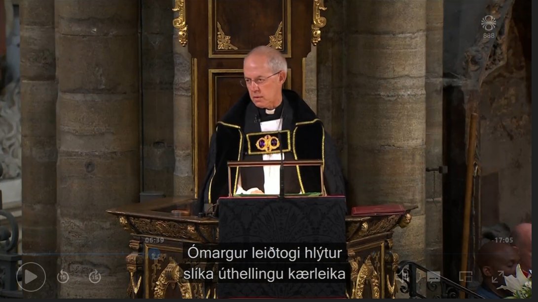 Þýðendur RUV fóru ekki varhluta af hátíðleika jarðarfarar drottningar!