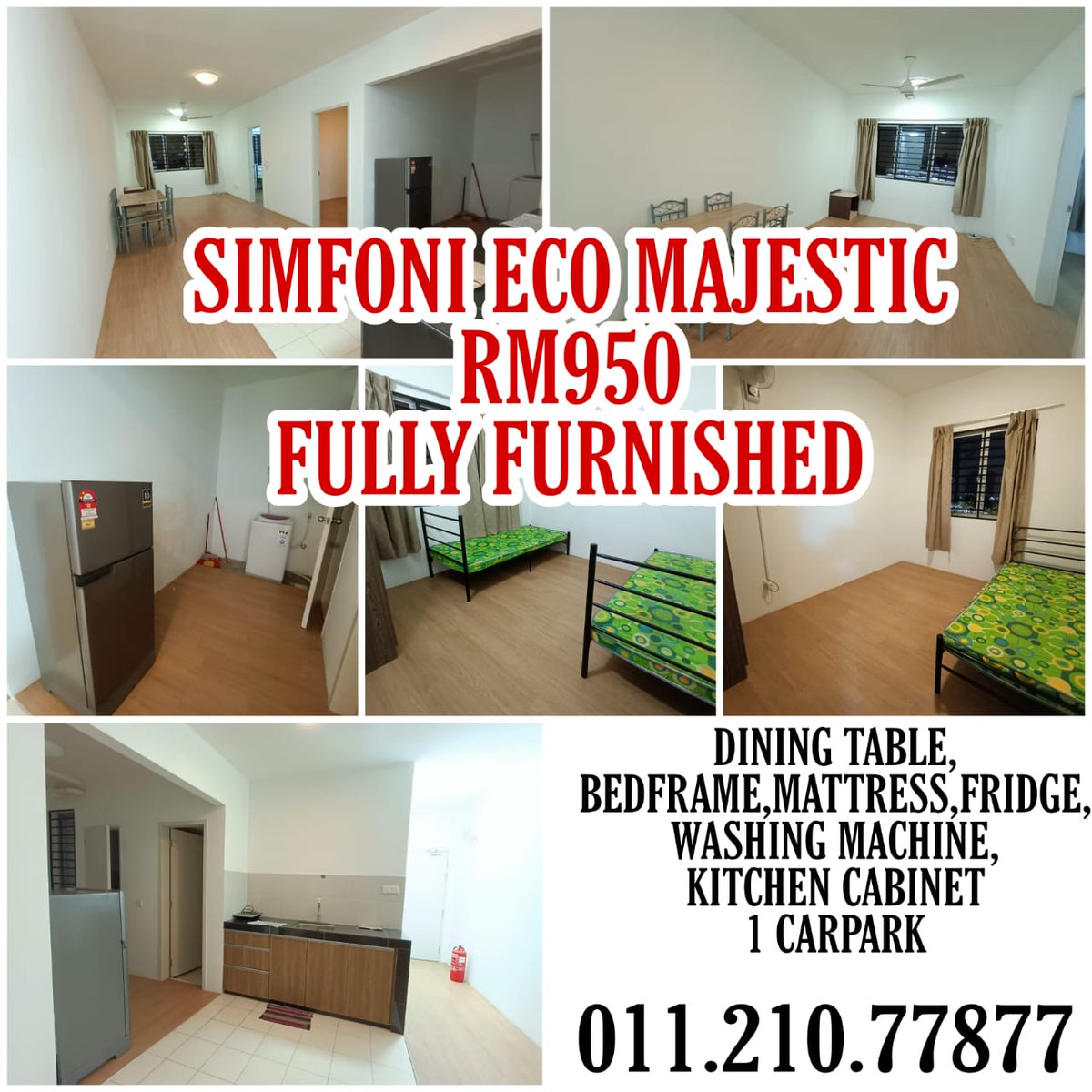 IdaHartanah's tweet photo. Apartment Simfoni, Eco Majestic (Fully Furnished)
WITH WASHING MACHINE&amp;FRIDGE TOO!
1 CARPARK
-3 Bilik 2 Bilik Air
-750sqft
-Fully Furnished
Sewa: RM950/Nett

Puan Ida 
https://t.co/uLmILxkS6o

011.210.77877 https://t.co/sLTC3cpZIo