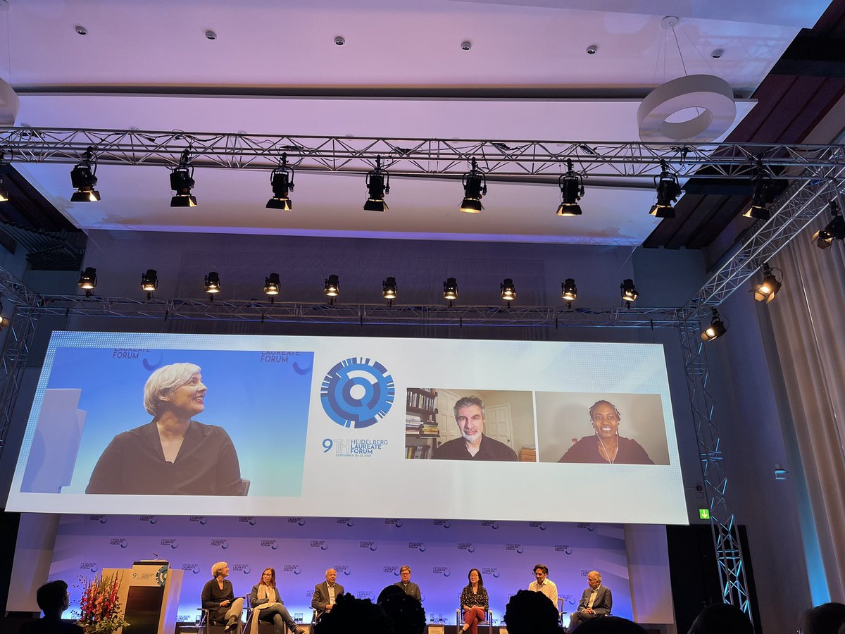 Most anticipated session <a href="/HLForum/">Heidelberg Laureate Forum</a> with <a href="/shakir_za/">Shakir Mohamed</a> <a href="/ylecun/">Yann LeCun</a> <a href="/_beenkim/">Been Kim</a> Dina Machuve, Sanjeev Arora, Geoffrey Hinton, Raj Reddy, Shannon Vallor. This panel is moderated by Katherine Gorman, she’s so nice and easy to talk to 🤗