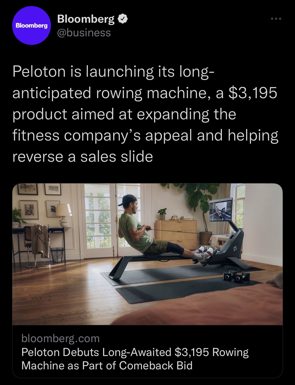 Chris Bakke on X Or you can buy a Concept2 rower mount a 55 TV from Costco above it and use the 2 000 that s left over to short Peloton. https t fMJtl8CQsy X