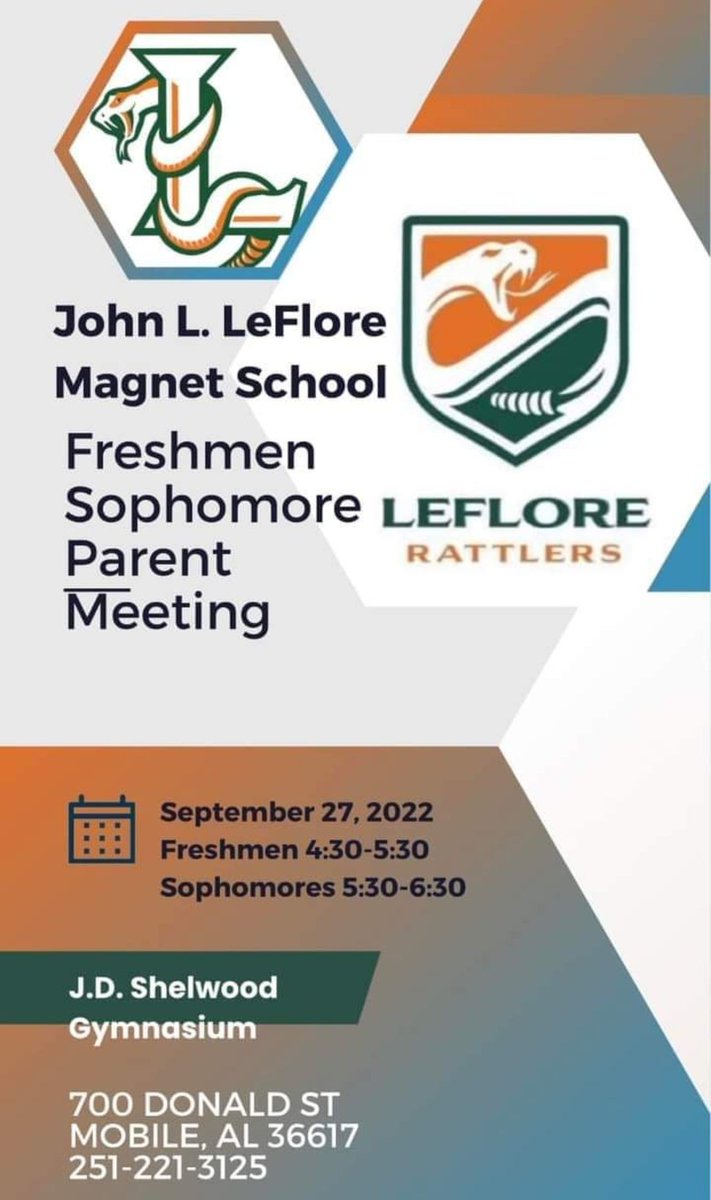 Are you a parent or guardian of a 9th or 10th student at LeFlore, or do you know someone is? Then help spread the word about our Freshman and Sophomore meetings. 

#BeEXTRAordinary #LearningLeading #MCPSS