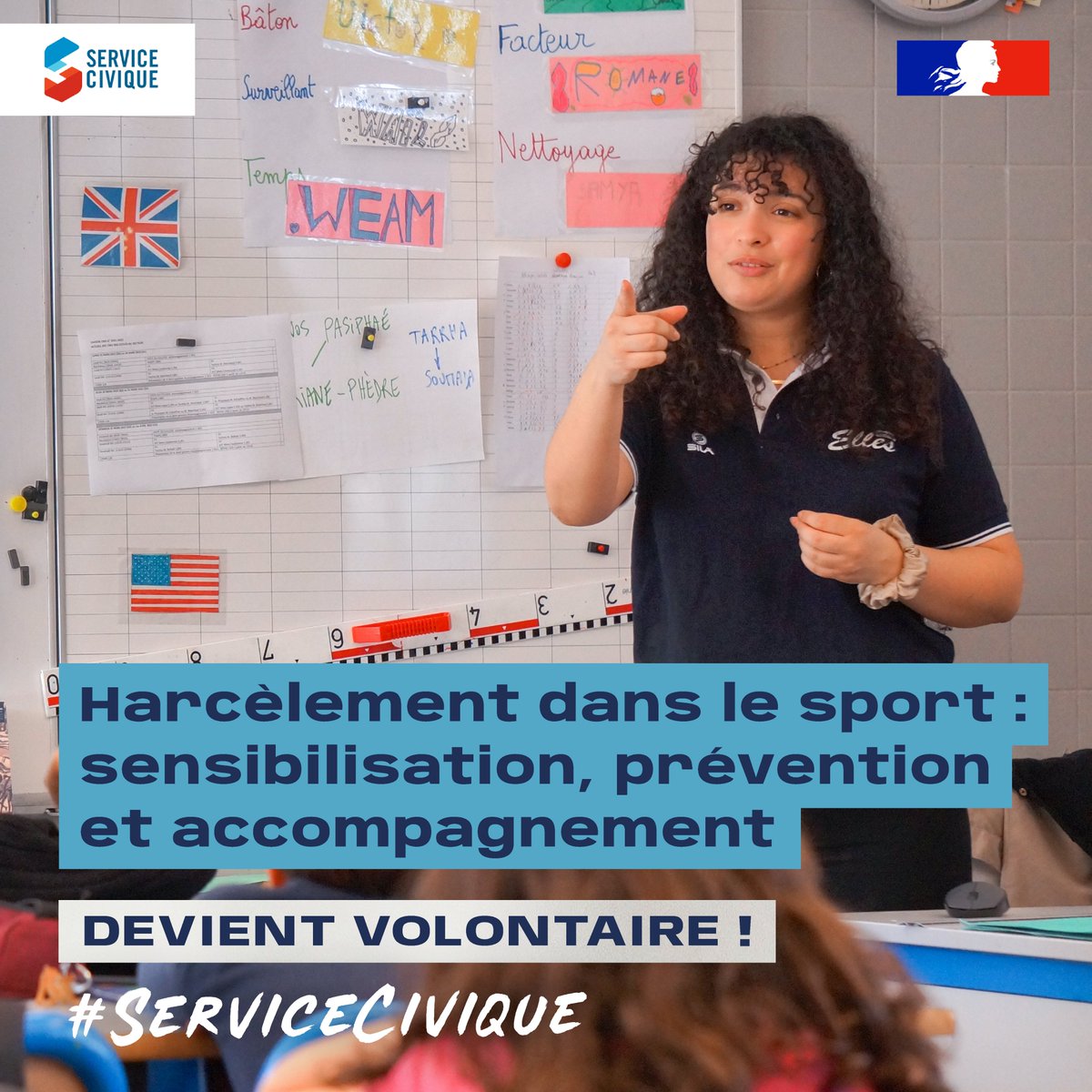 Nous cherchons des volontaires pour leurs #servicecivique

- Accompagner le Team ELLES lors de ses interventions auprès des différentes structures.
- Sensibiliser et prévenir du harcèlement dans le sport.

➡️ Début de la mission : 1er octobre
ℹ️ RDV sur service-civique.gouv.fr