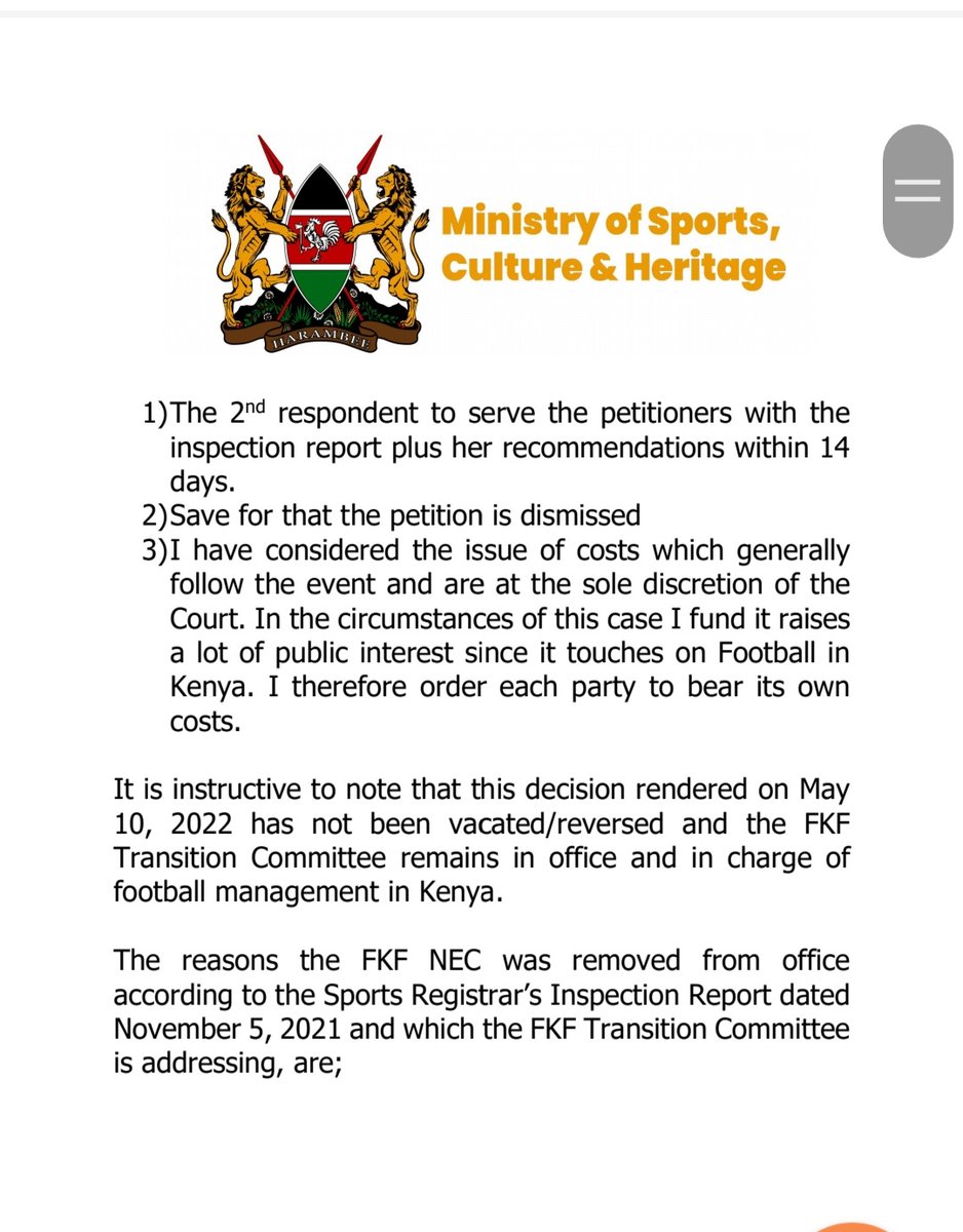 SportsPlugKe's tweet photo. The Ministry of sports has issued a statement following the reopening of FKF offices by President Nick Mwendwa and co. The Ministry through CS Amina Mohamed has termed the reopening "a break-in led by indicted FKF officials". https://t.co/PYR6ZDnkQ4