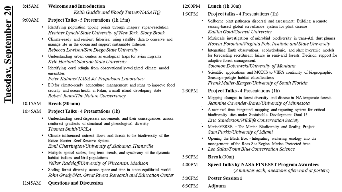 BzGEO's tweet photo. Have a little bit of #FOMO? π Here are some title slides of the 1st three talks in the ongoing @NASAEarth 17th #BEF team meeting, co-led by Program Manager @DrKeithGaddis. Also see:
https://t.co/E0EXgDIUfA. #NASABEF
https://t.co/hAtT2pLlvz https://t.co/dKsM9291SG