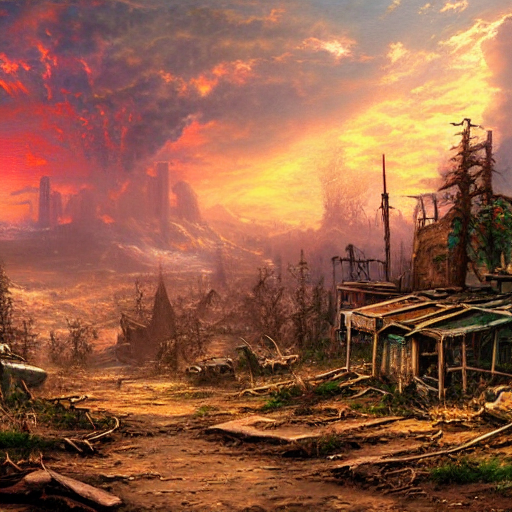 FahimFarook's tweet photo. I wanted to combine the light-filled style of Thomas Kinkade with a dark theme and see what happened. So here's today's Stable Diffusion prompt: "post-apocalyptic wasteland, Thomas Kinkade"

I loved them all!

#AIArtwork #stableDifusion #DeepLearning #ArtificialIntelligence https://t.co/haCsDzzc4Q